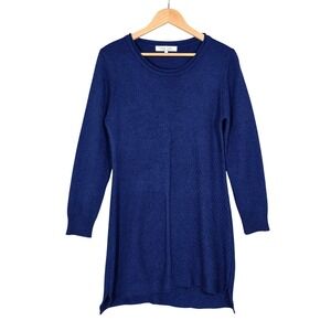 Miss Lulo Women's Royal Blue Cashmere Blend Textured Panel Sweater Dress L